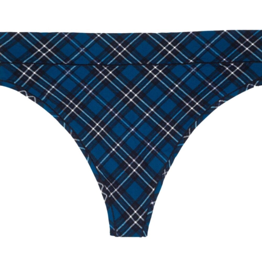 Plaid 4-Way Stretch Thong Panty - Comfortable Fit L/XL